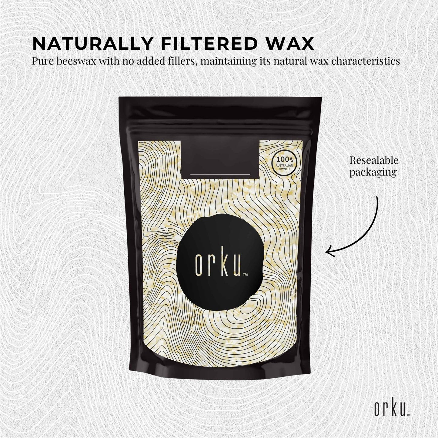 Orku 2Kg Pure Beeswax Pellets White BP Grade Refined Beads - Candle Cosmetic DIY