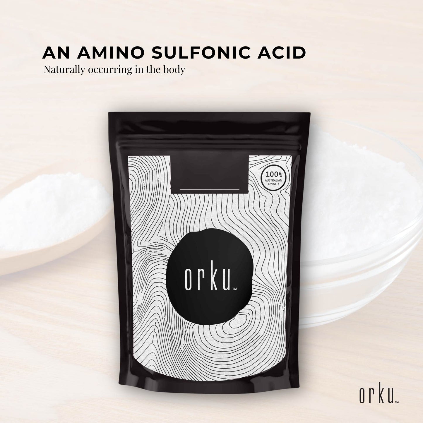 Orku 2Kg Taurine Powder - High Purity L-Taurine Amino Acid Ingredient