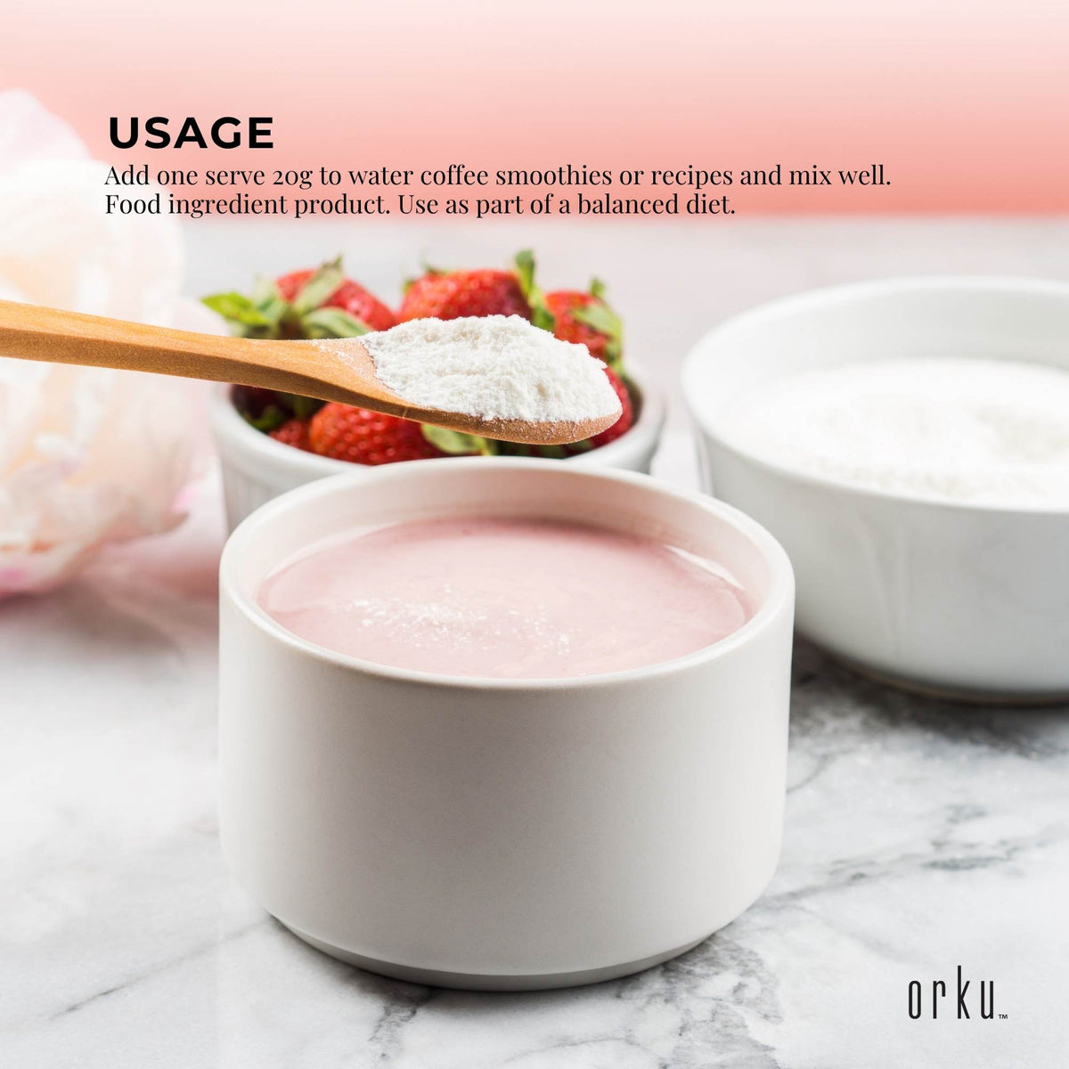 Orku 2.5Kg Bovine Collagen Peptides Powder Tub Hydrolysed Protein
