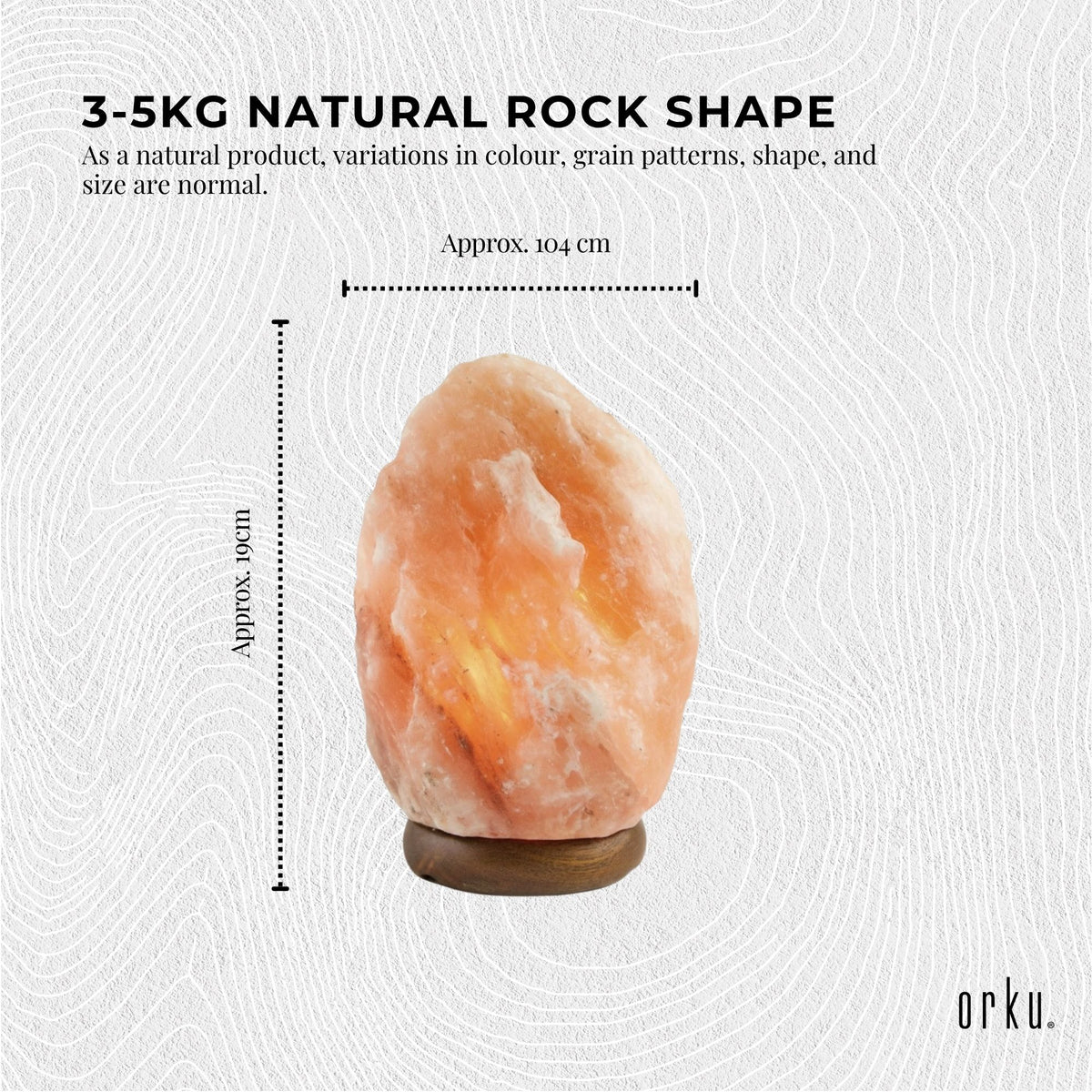 Orku 3-5 Kgs Himalayan Pink Salt Lamp - Large Natural Rock Night Light