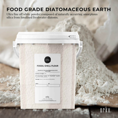 Orku 300g Fine Diatomaceous Earth Tub - Food Grade FCC Fossil Shell Flour Powder