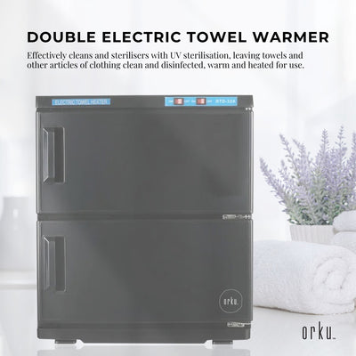 Orku 32L Black UV Electric Towel Warmer Steriliser Cabinet Salon Heat Sanitiser
