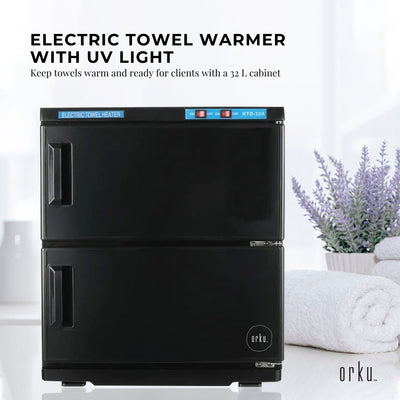 Orku 32L Electric Towel Warmer UV Cabinet Salon Spa Black