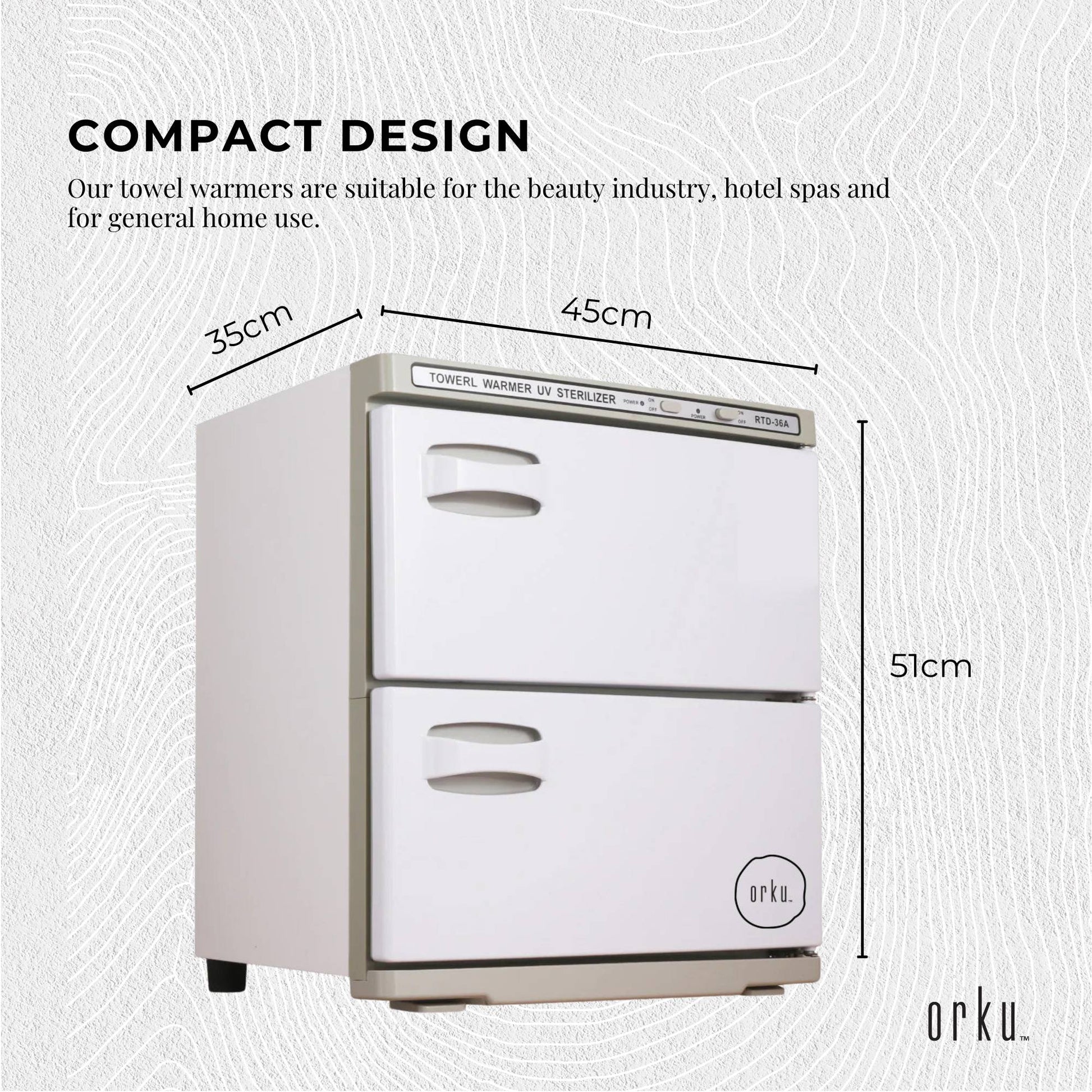 Orku 36L White UV Electric Towel Warmer Steriliser Cabinet Salon Heat Sanitiser