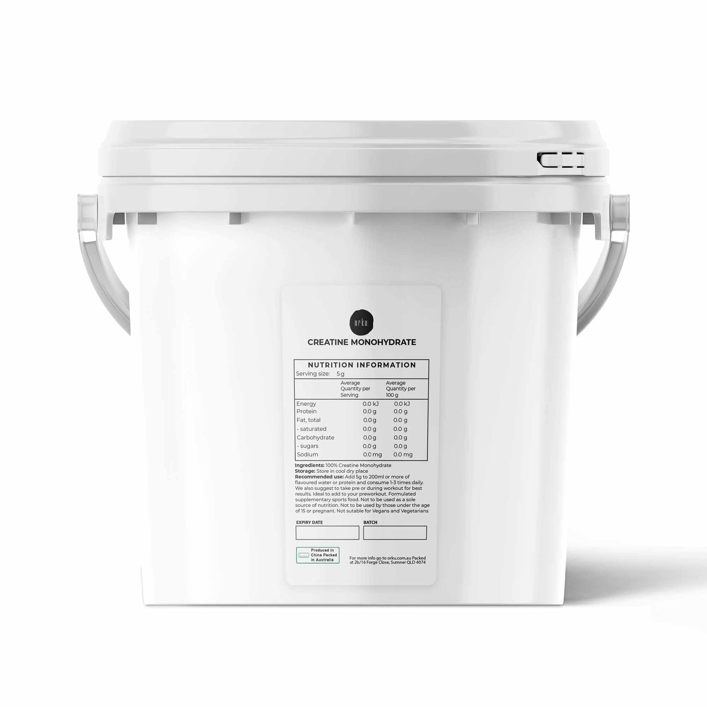 Orku Creatine Monohydrate Powder Bucket – 200 Mesh Micronised | 99.9% Purity