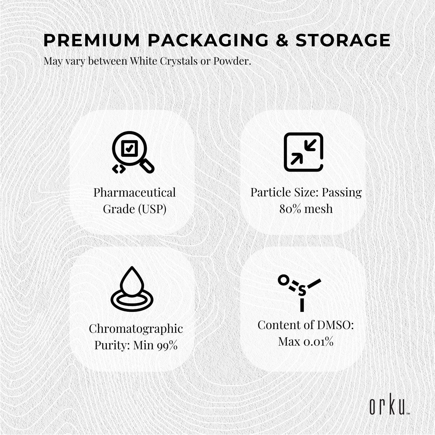 Orku 3Kg MSM Powder or Crystals Tub - 99.9% Pure USP Grade Methylsulfonylmethane