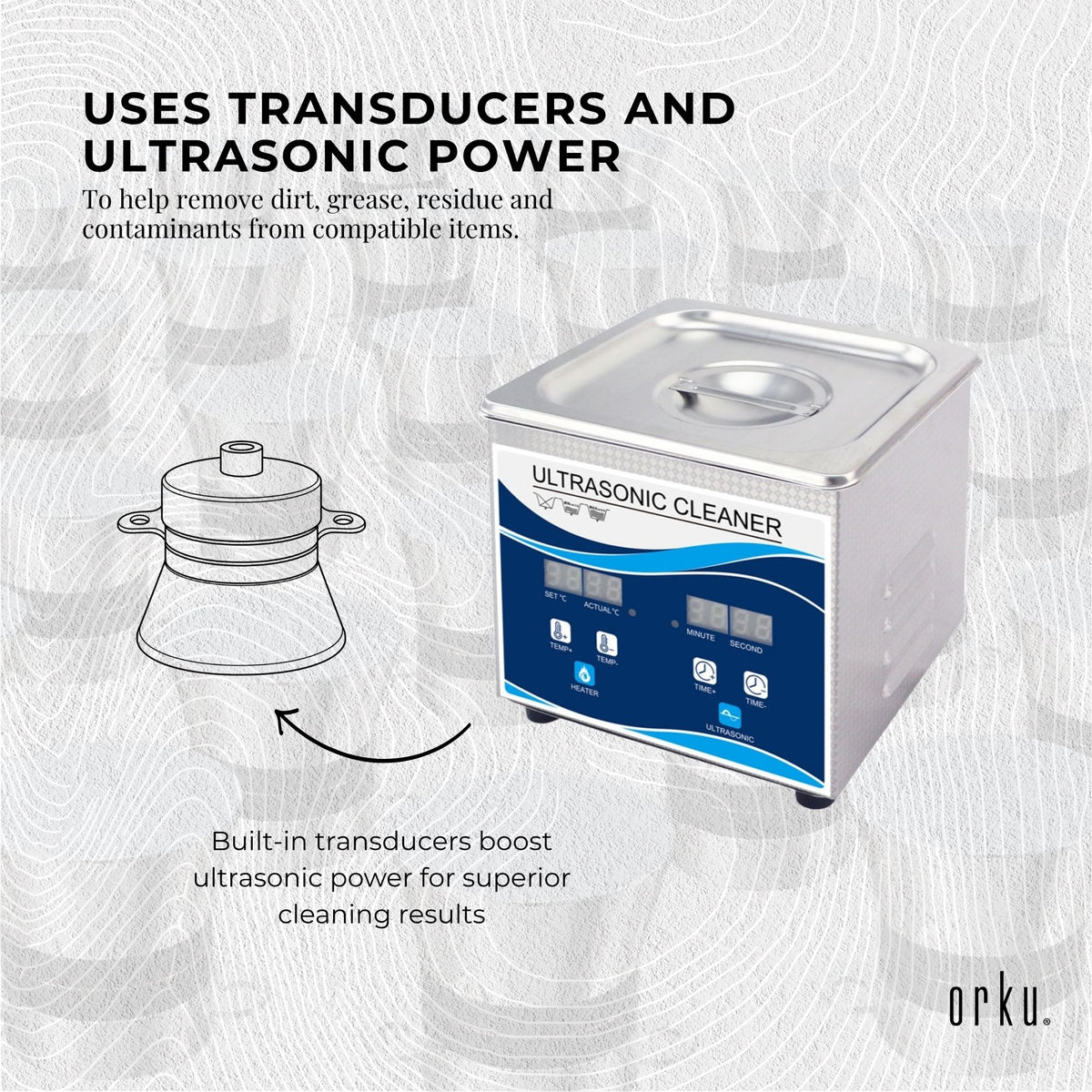 Orku 1.3L Ultrasonic Jewellery Cleaner Professional Machine + Digital Timer