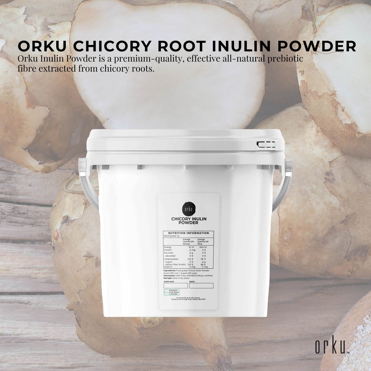 Orku 3.5Kg Chicory Root Inulin Powder Tub - Unflavoured Natural Prebiotic Fibre