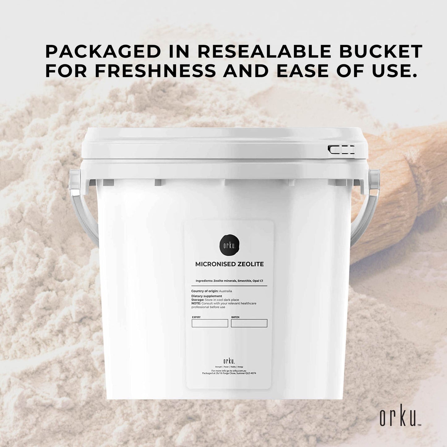 Orku 3kg Ultrafine Micronised Zeolite Powder Tub Natural Clinoptilolite Mineral