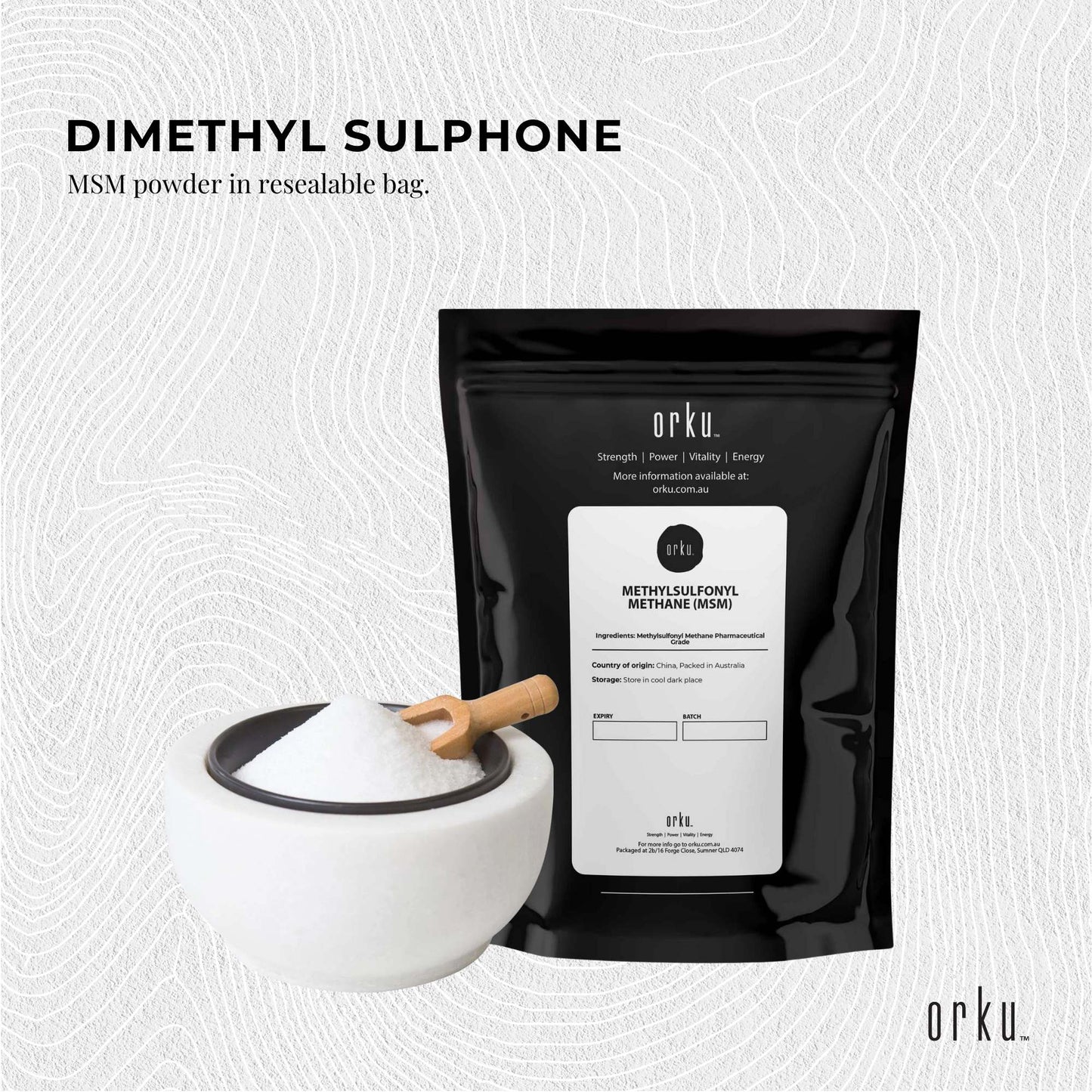 Orku 400g MSM Powder or Crystals - 99.9% Pure USP Grade Methylsulfonylmethane