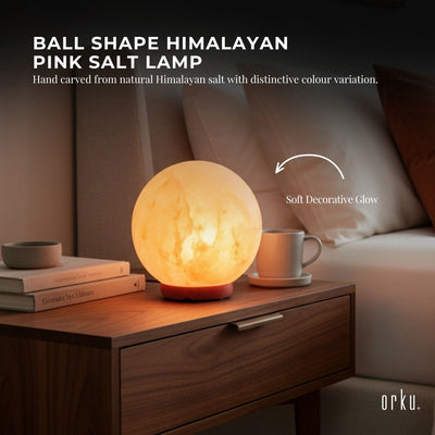 Orku 5" Ball Shape Himalayan Pink Salt Lamp - Carved Sphere Night Light