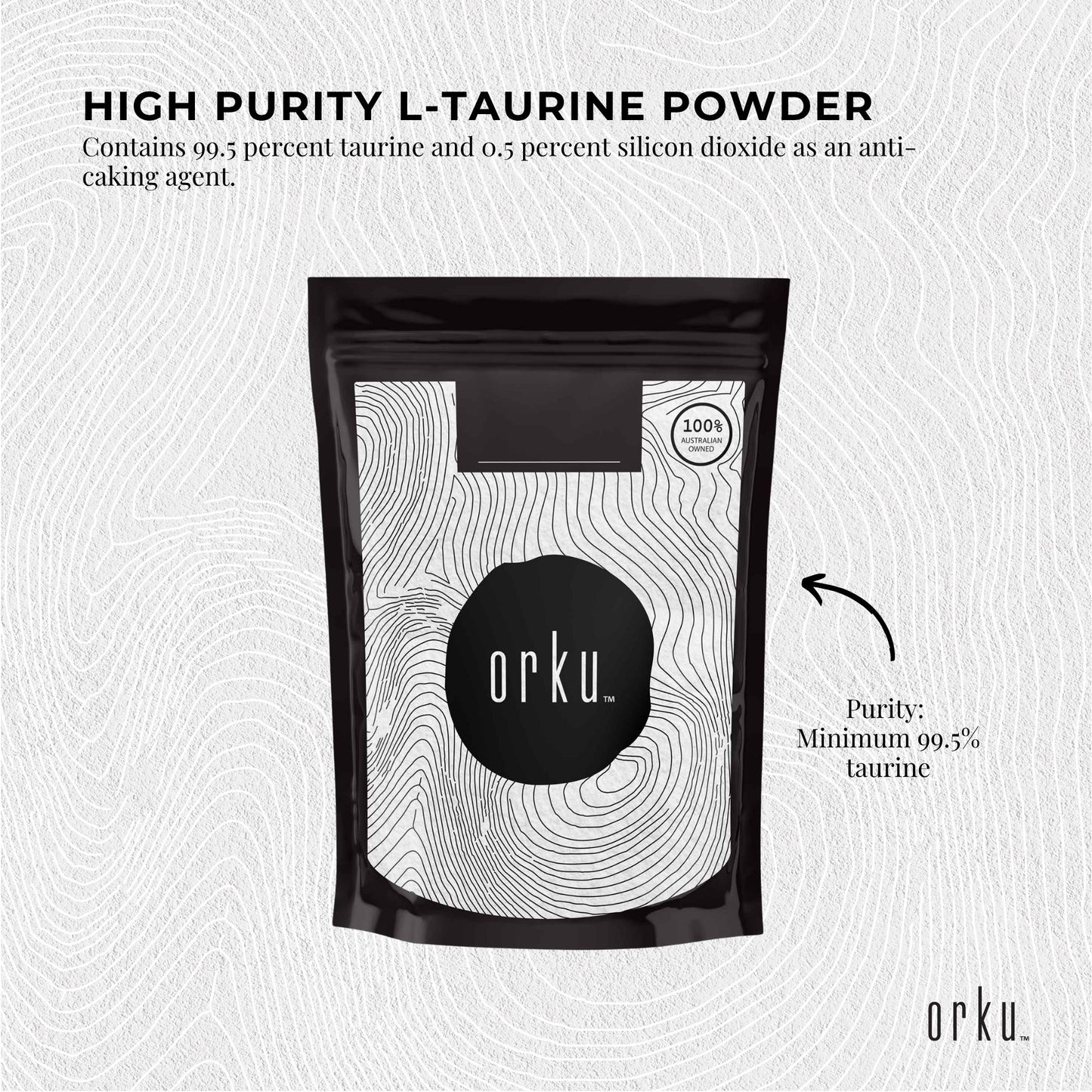 Orku 50g Taurine Powder - High Purity L-Taurine Amino Acid Ingredient