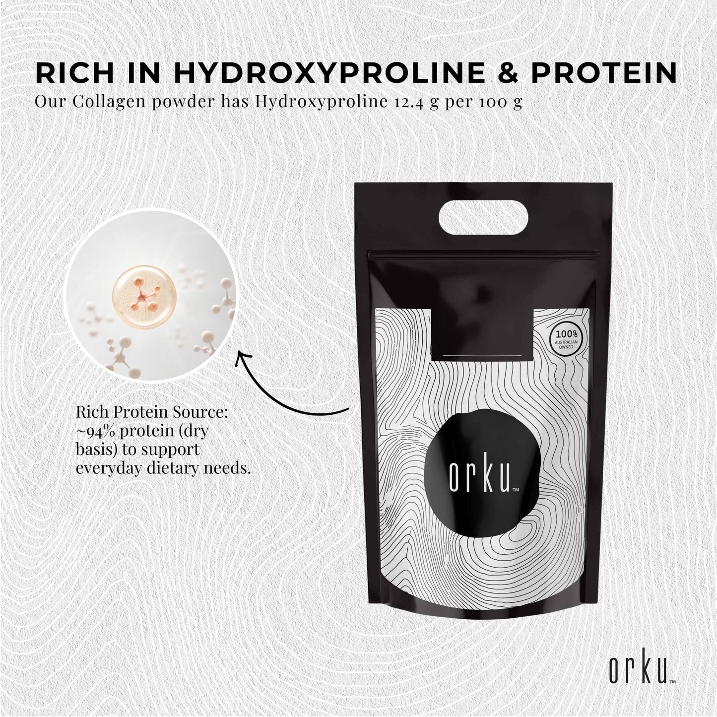 Orku 10Kg Bovine Collagen Peptides Powder Hydrolysed Protein Unflavoured