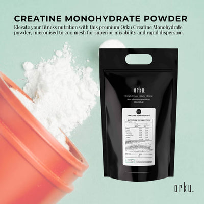 Orku 5Kg Creatine Monohydrate Powder 200 Mesh Micronised 99.9% Pure