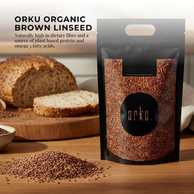 Orku 10Kg Organic Brown Linseed Flaxseed Whole Grain Non GMO Bulk