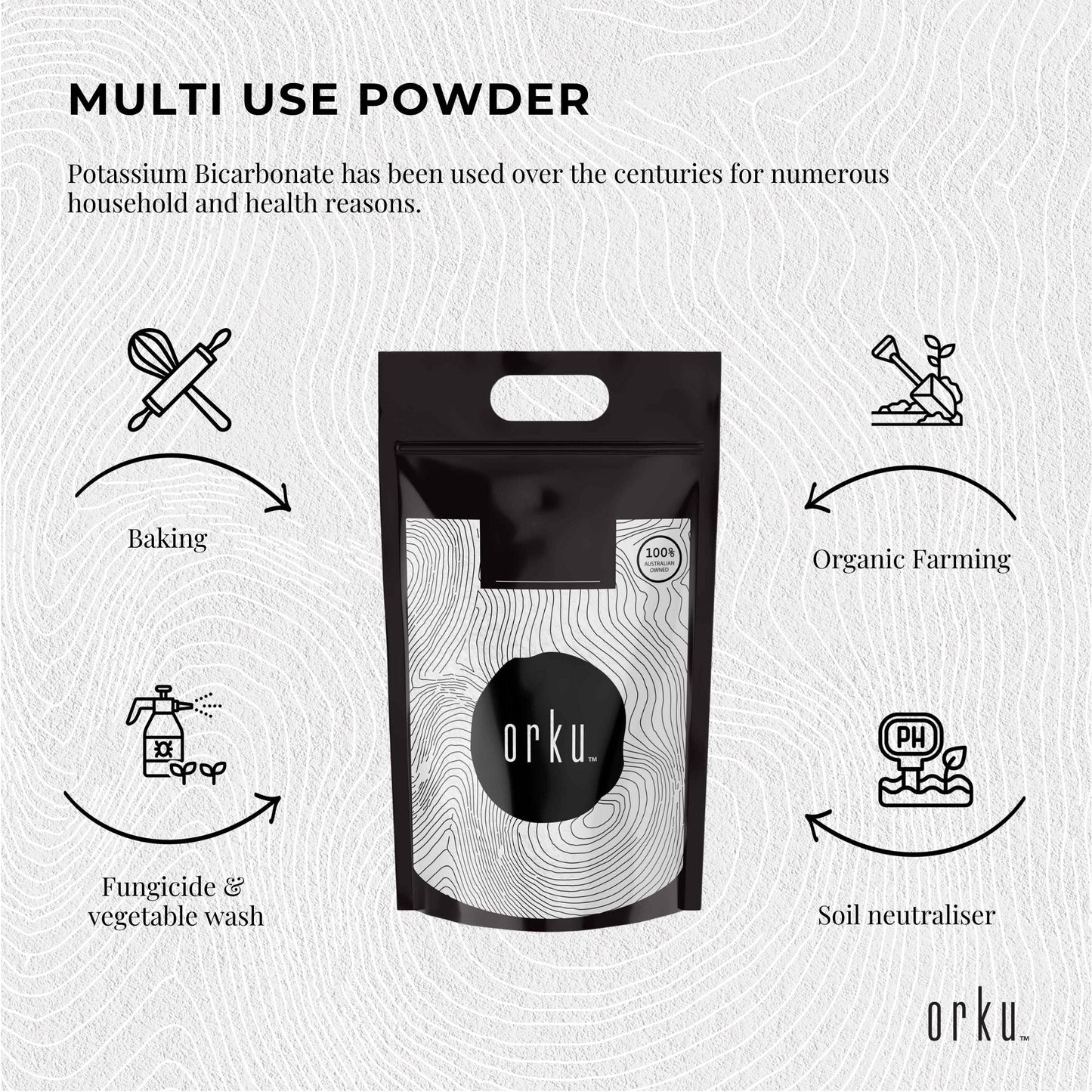 Orku 5Kg Potassium Bicarbonate Powder - Food Grade Pure FCC Brewing Baking