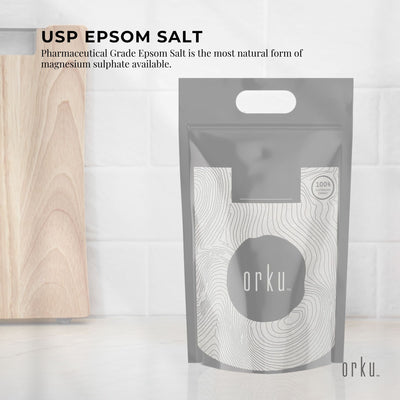 Orku 5Kg USP Epsom Salt Crystals - Magnesium Sulphate Bath Garden Household Use