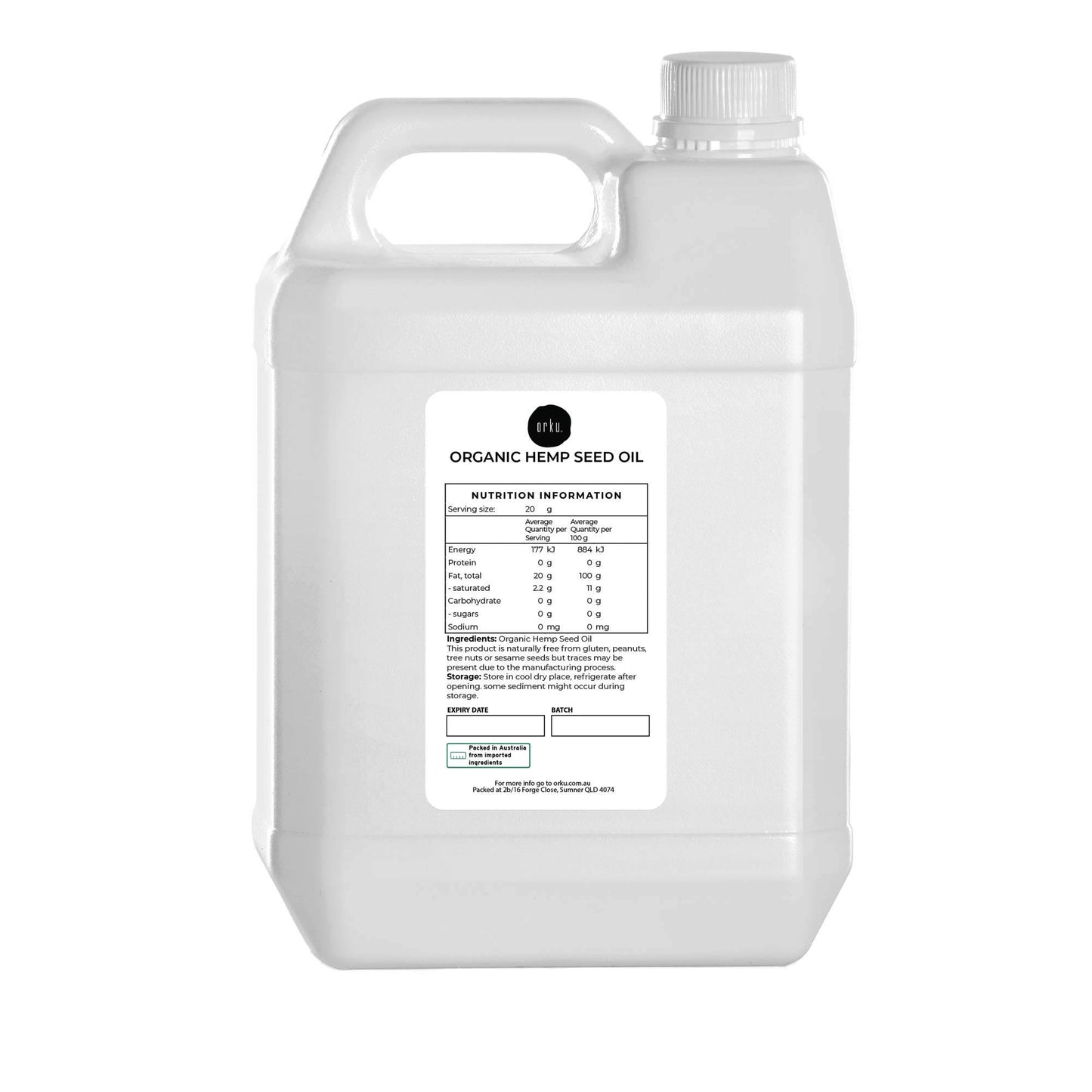 Orku Organic Hemp Seed Oil - Cold Pressed Food Grade Oils