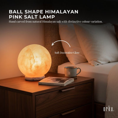 Orku 6.5" Ball Shape Himalayan Pink Salt Lamp - Carved Sphere Night Light