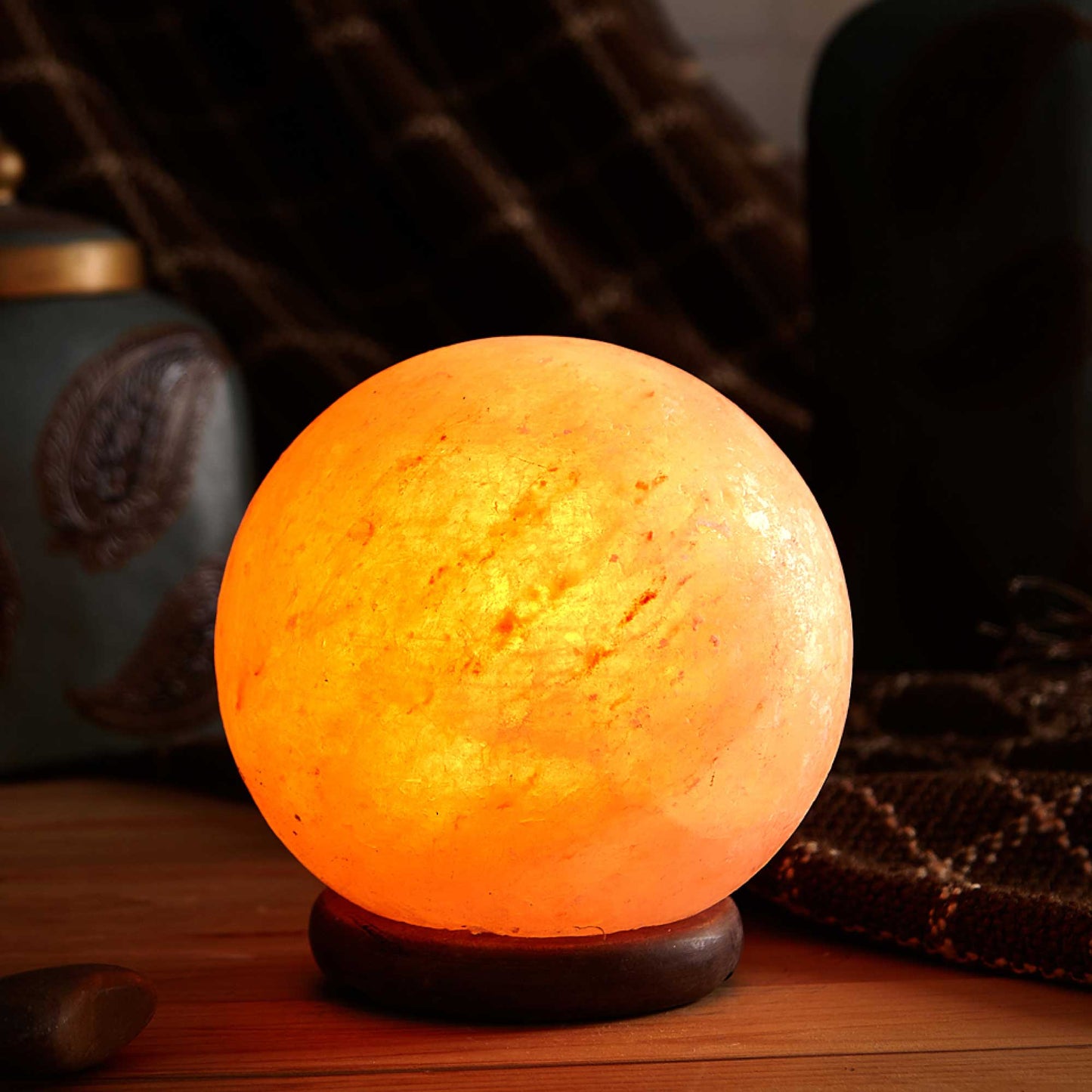 Orku 6.5" Ball Shape Himalayan Pink Salt Lamp - Carved Sphere Night Light