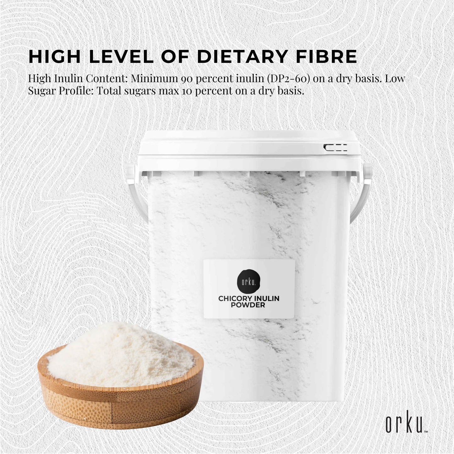 Orku 800g Chicory Root Inulin Powder Tub - Unflavoured Food Ingredient