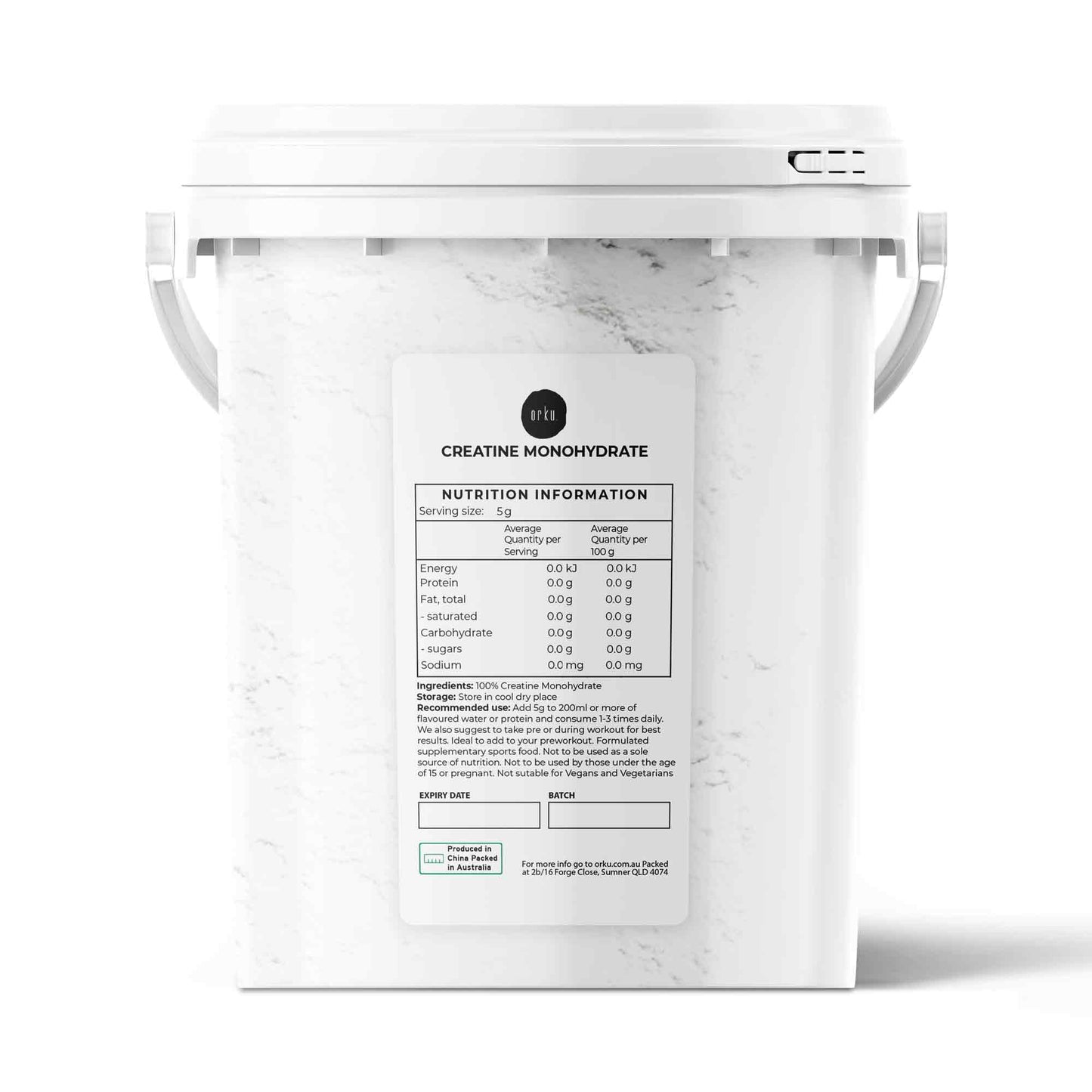 Orku Creatine Monohydrate Powder Bucket – 200 Mesh Micronised | 99.9% Purity