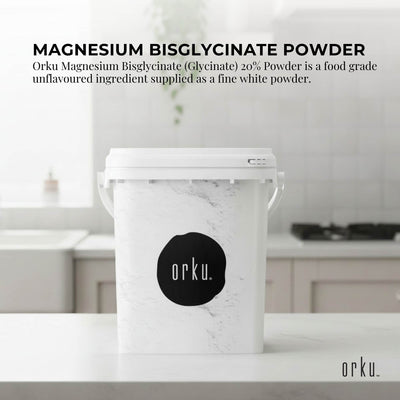 Orku 800g Magnesium Bisglycinate Powder Unflavoured Chelated - Tub