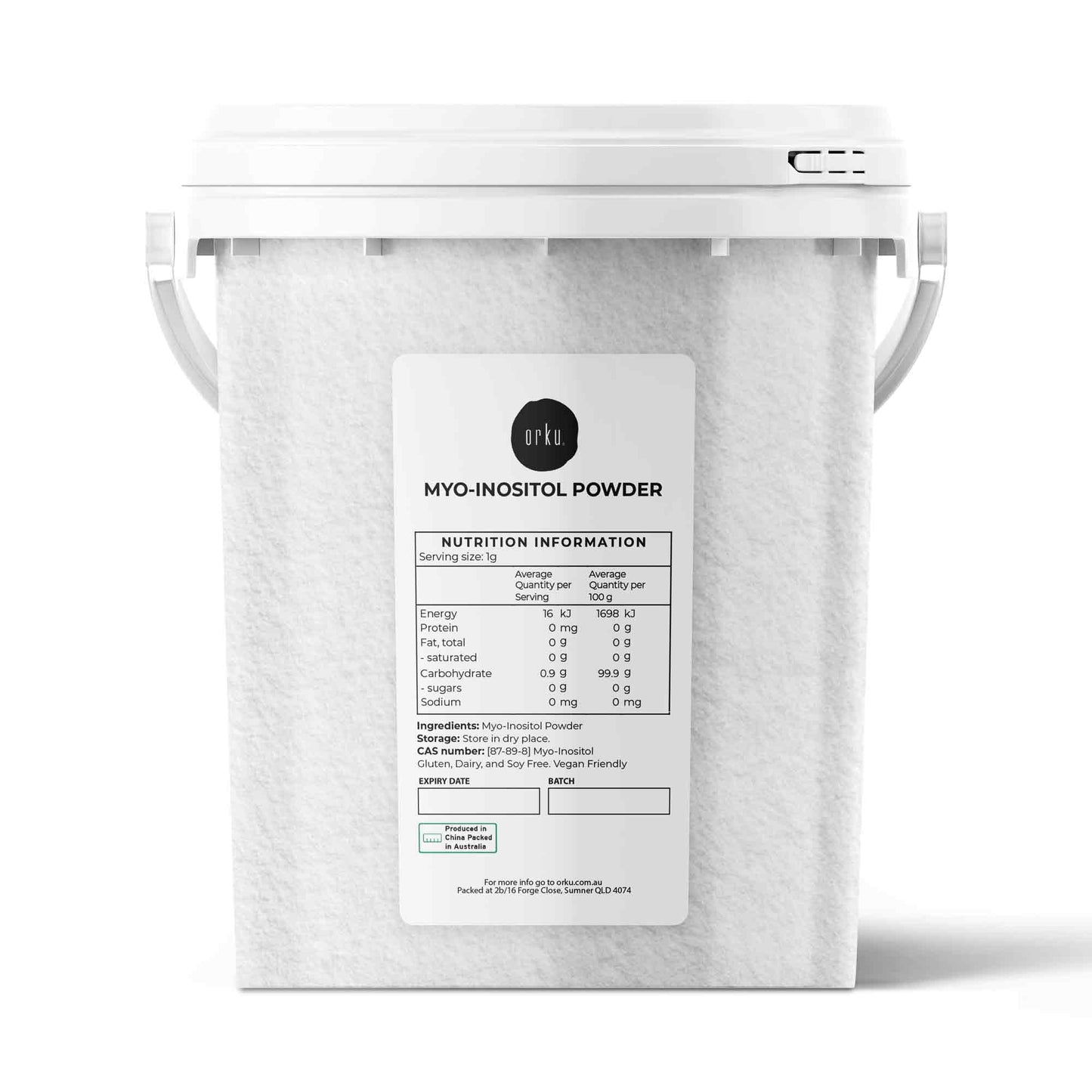 Orku Myo Inositol Powder Buckets - USP Grade High Purity Unflavoured