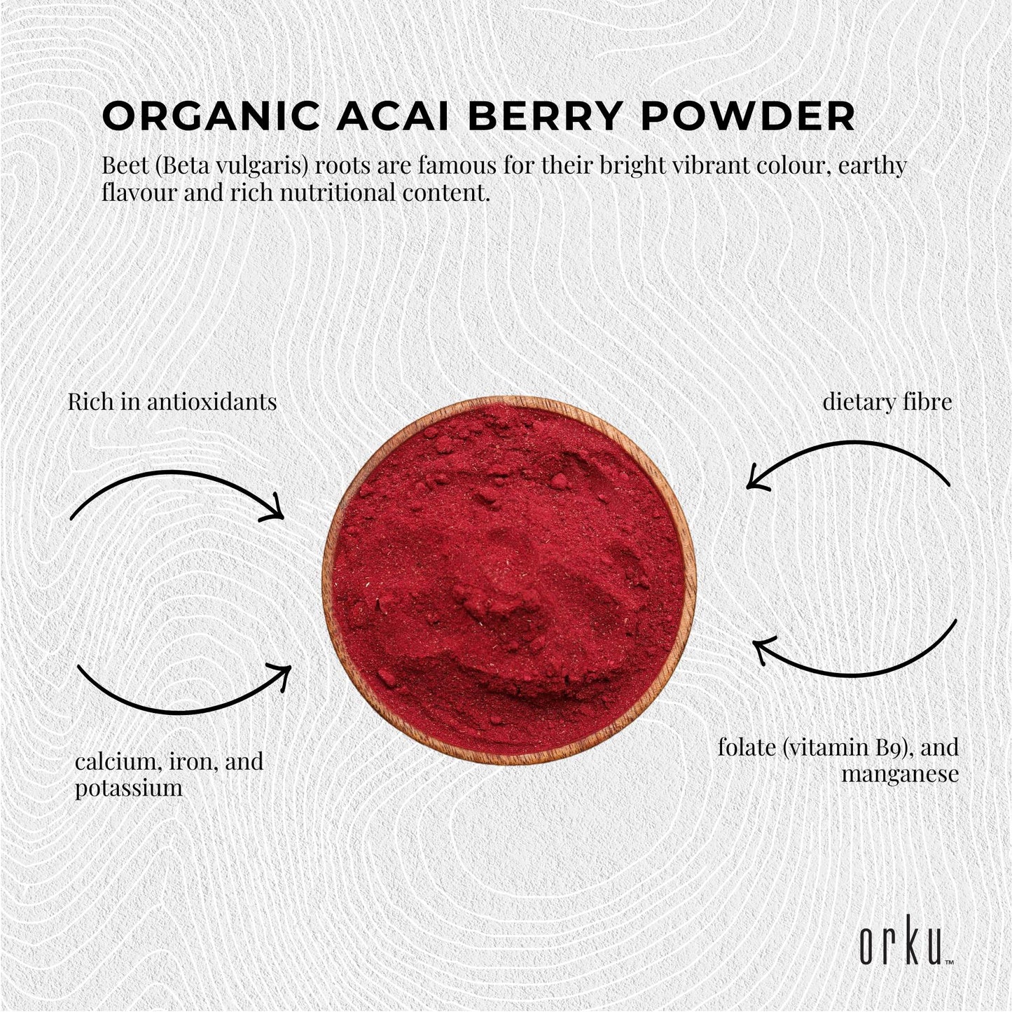Orku 3Kg Organic Beetroot Powder - 100% Pure Beet Root Powder - Beta vulgaris