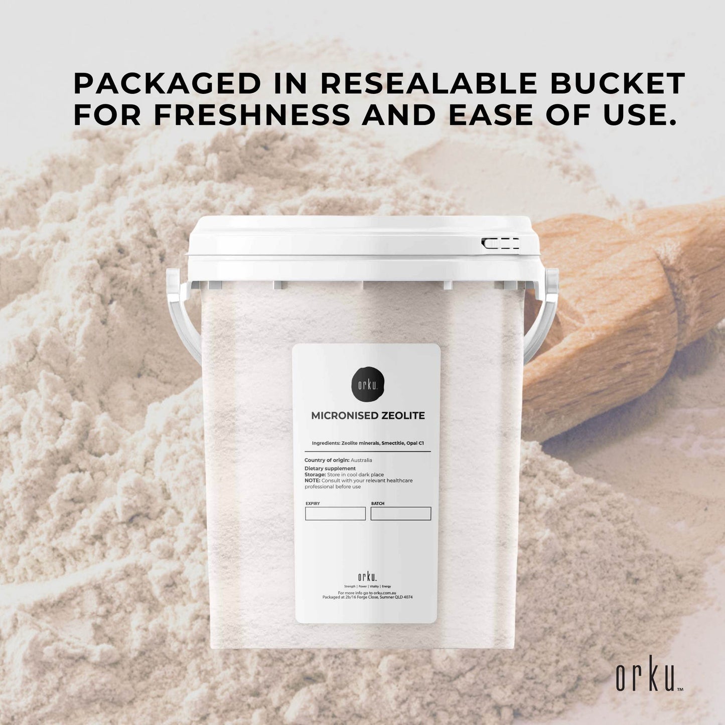 Orku 800g Ultrafine Micronised Zeolite Powder Tub Natural Clinoptilolite Mineral