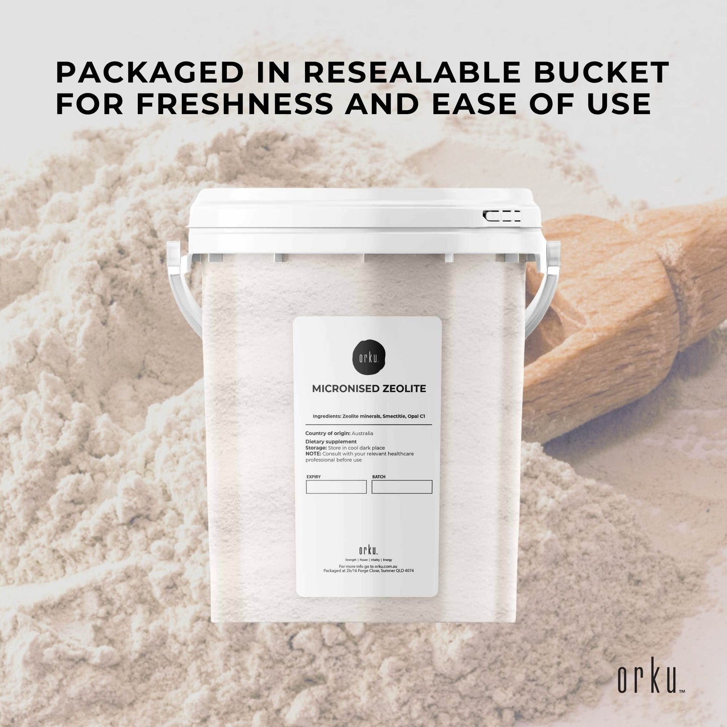Orku 800g Ultrafine Micronised Zeolite Powder Tub Natural Clinoptilolite Mineral