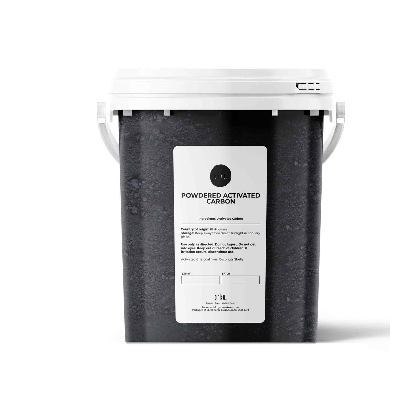 Orku Activated Carbon Powder Coconut Charcoal Bucket - Water Filtration