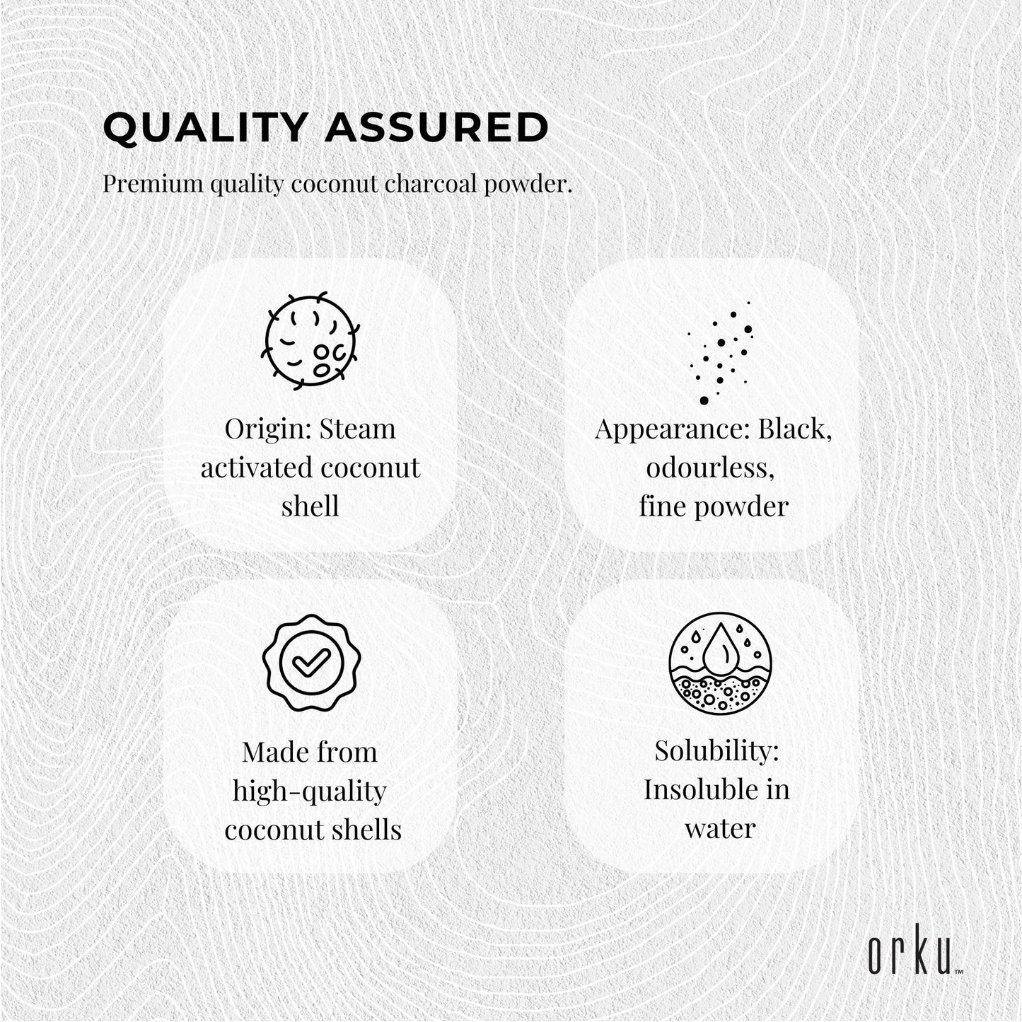 Orku Activated Carbon Powder Coconut Charcoal Bucket - Water Filtration