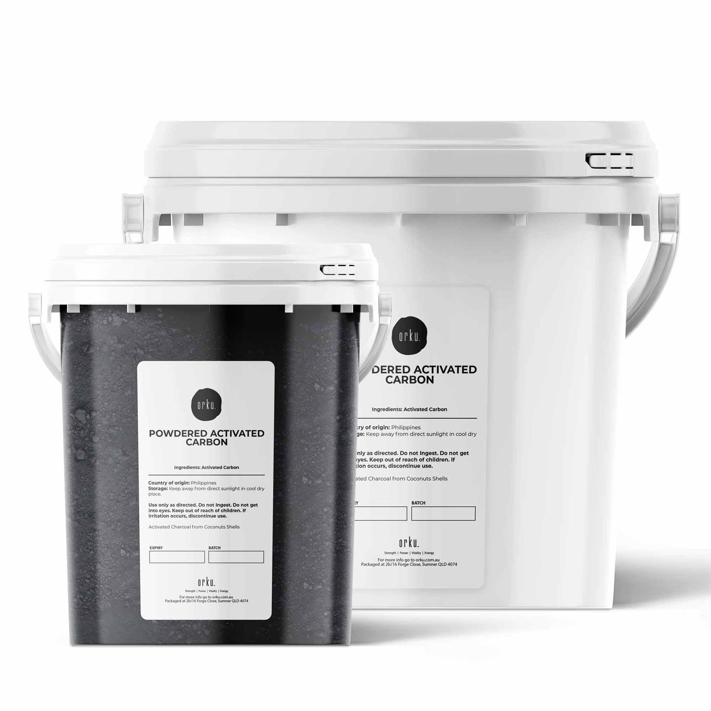 Orku Activated Carbon Powder Coconut Charcoal Bucket - Water Filtration