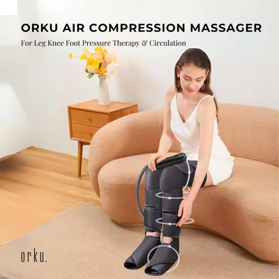 Orku Air Compression Leg Knee Foot Massager with Heat – Relaxation and Recovery