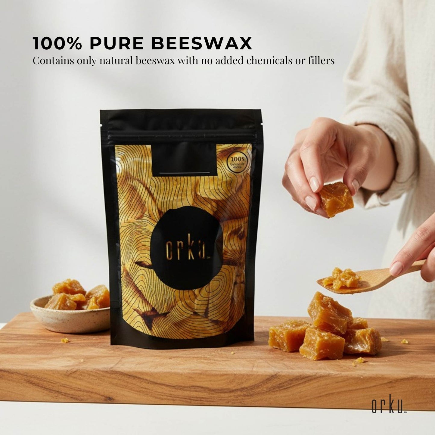 Orku Australian Beeswax Chunks - Pure Natural Unrefined Raw