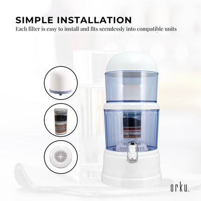 Orku Benchtop Water Filters - 8 Stage Mineral Gravity Filtration System