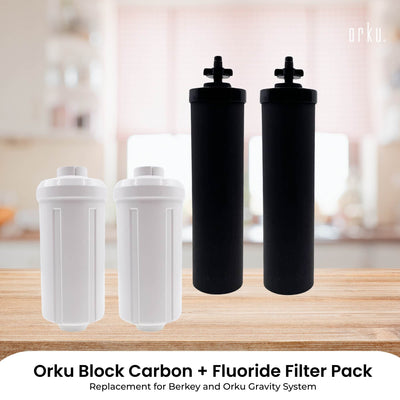 Orku Block Carbon + Fluoride Filter Pack - Replacement for Berkey Gravity System