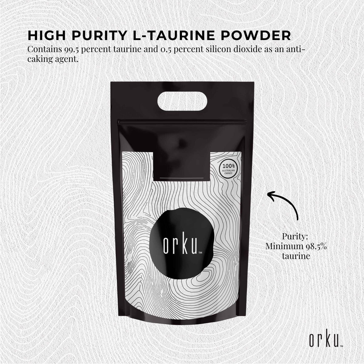Orku Bulk 20Kg Taurine Powder High Purity L-Taurine Amino Acid Ingredient
