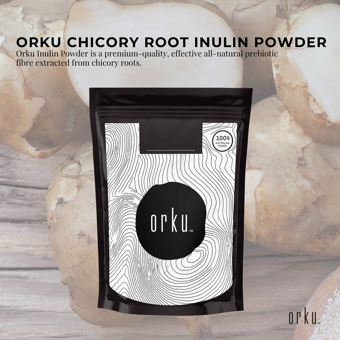 Orku Chicory Root Inulin Powder - Unflavoured Natural Prebiotic Fibre