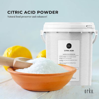 Orku Citric Acid Powder Tubs - Food Grade Non GMO Anhydrous Preservative E330