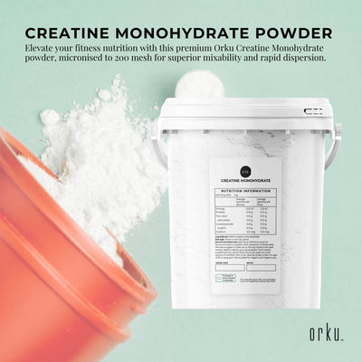 Orku Creatine Monohydrate Powder Bucket – 200 Mesh Micronised | 99.9% Purity