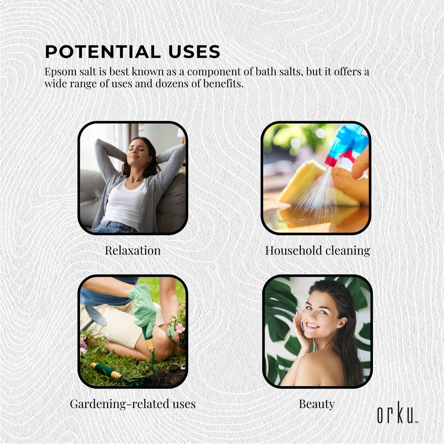 Orku Epsom Salt - USP Grade Magnesium Sulfate Body Bath Salts