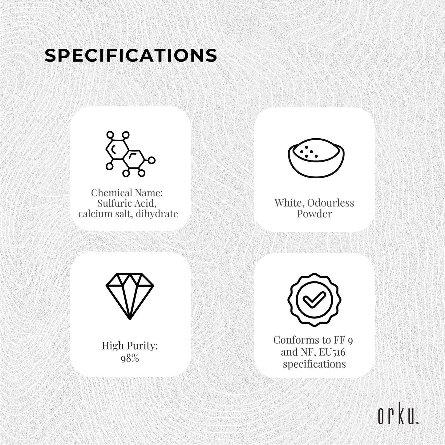 Orku Fine Calcium Sulphate Gypsum Powder Bucket - Dihydrate Food Grade FCC E516