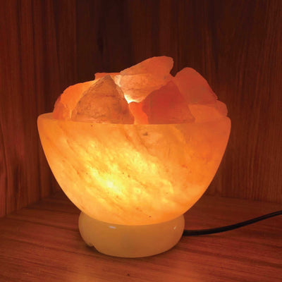 Orku Fire Bowl Himalayan Pink Salt Lamp - Carved Salt Rocks Night Light