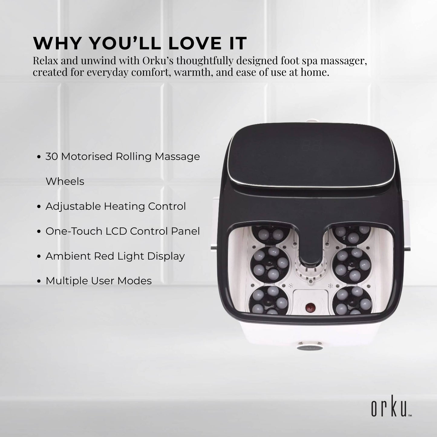 Orku Foot Spa Automatic Water Heating Massager - Electric Pedicure Bath