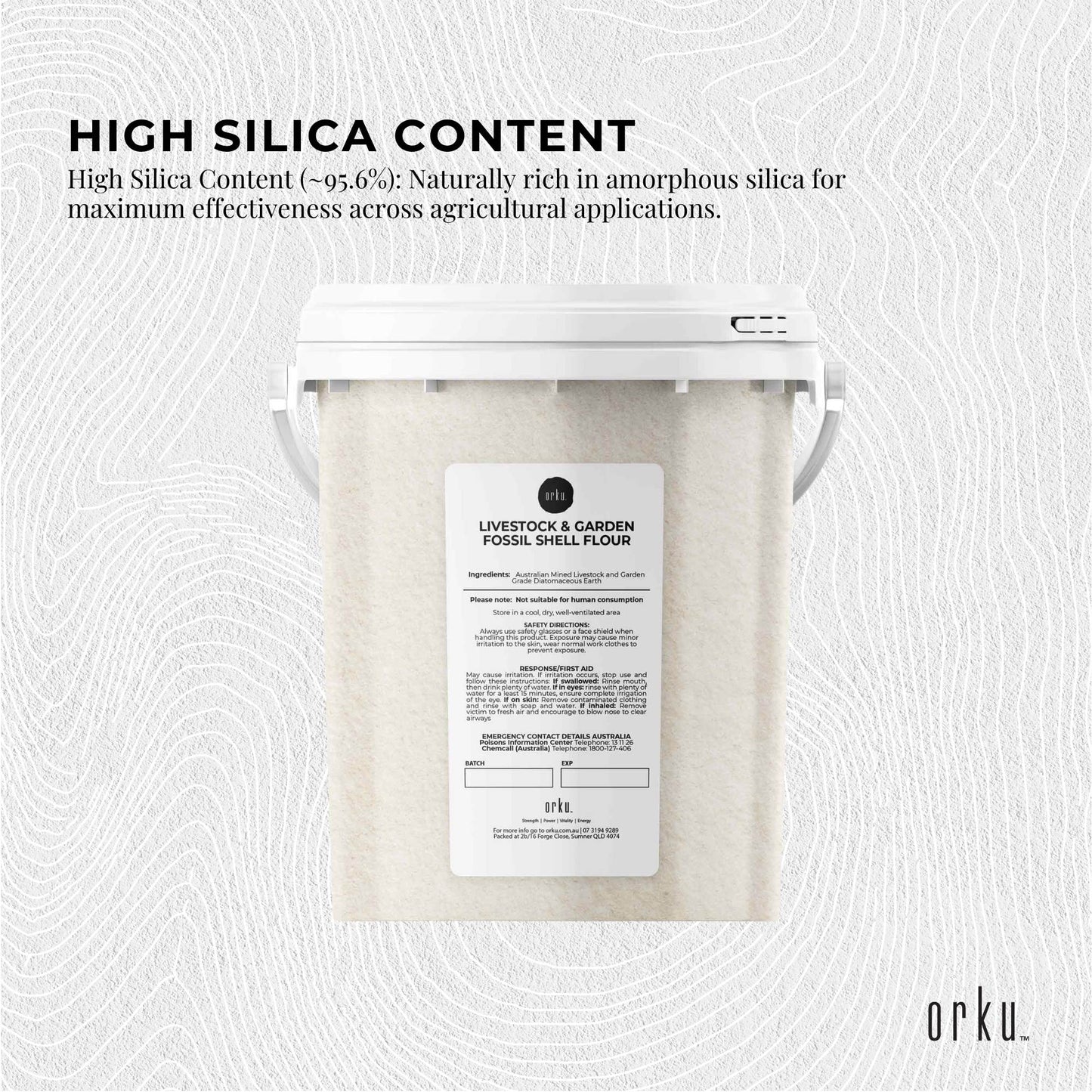 Orku Fossil Shell Flour Tubs - Livestock Garden and Pet Diatomaceous Earth