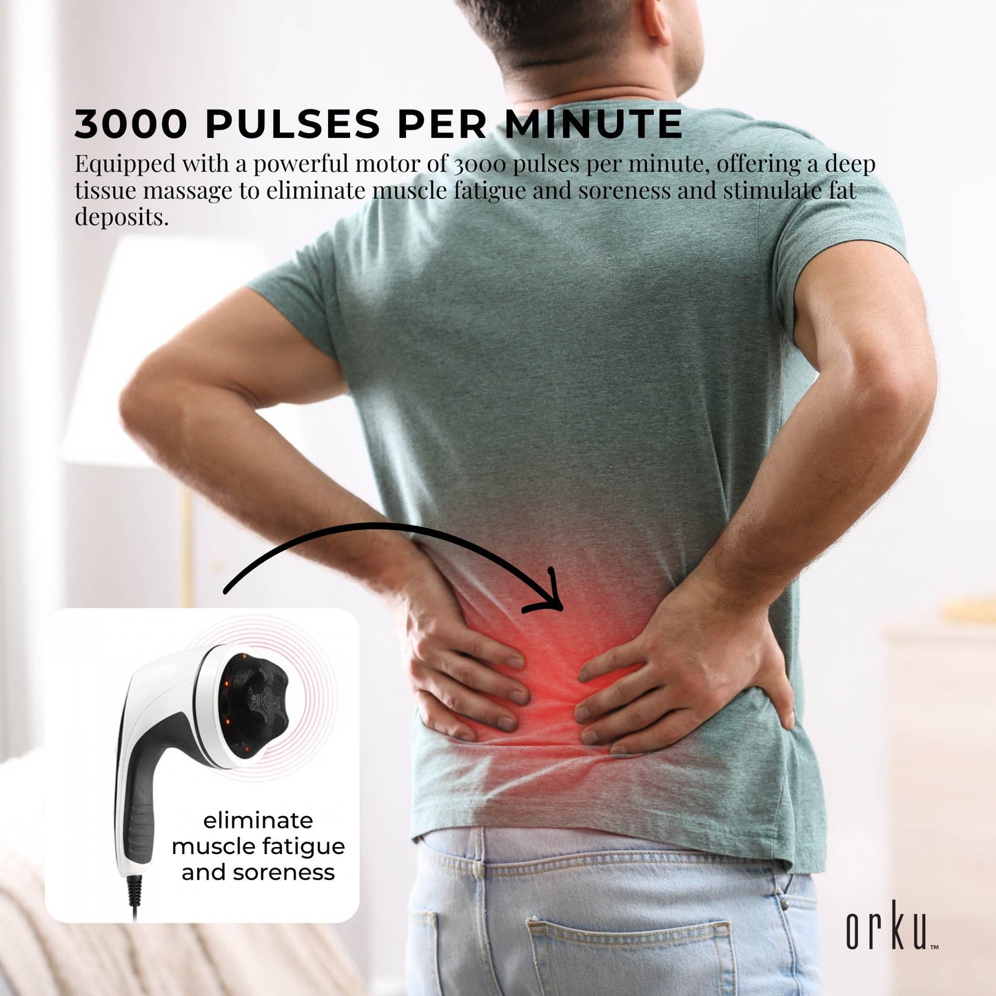 Orku Full Body Vibration Handheld Massager - 4 Heads Neck Shoulders Back Legs