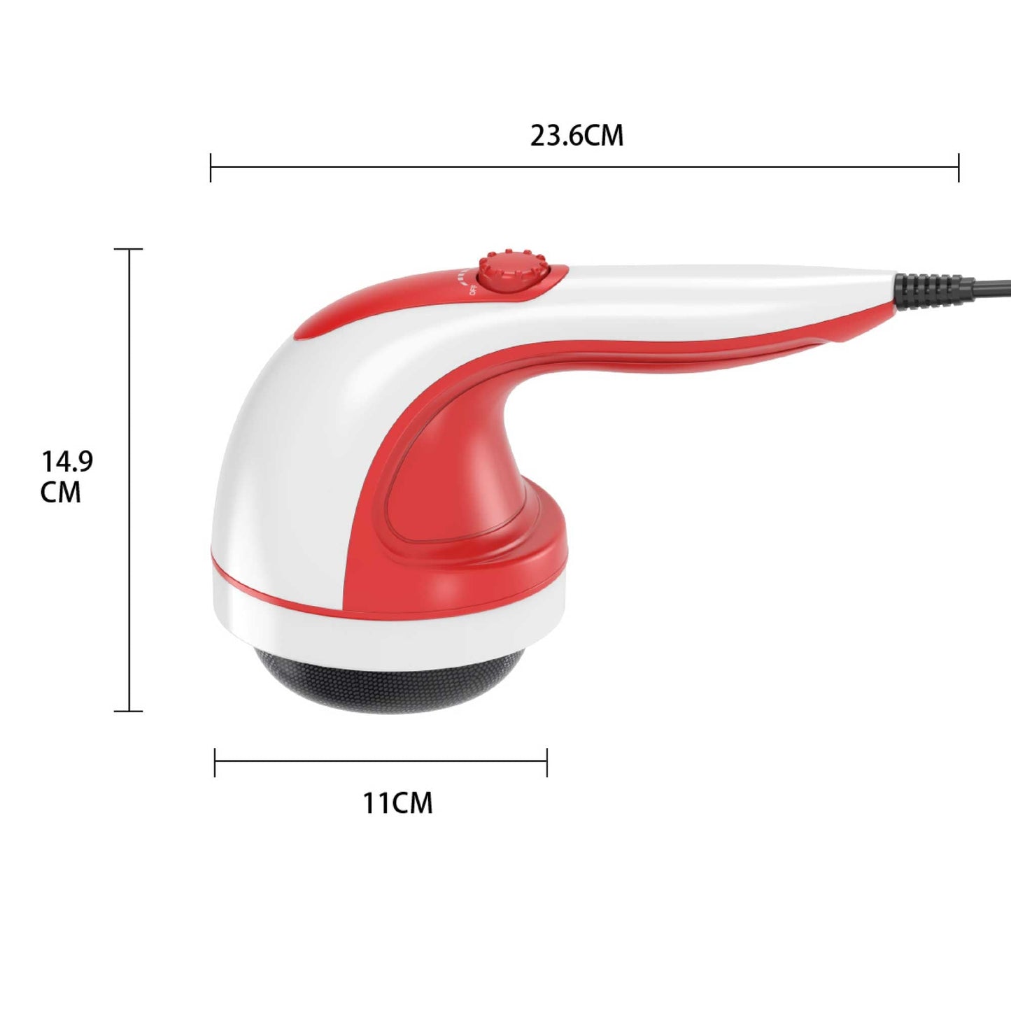 Orku Handheld Body Massager 4 Heads Adjustable Speed 28W Red