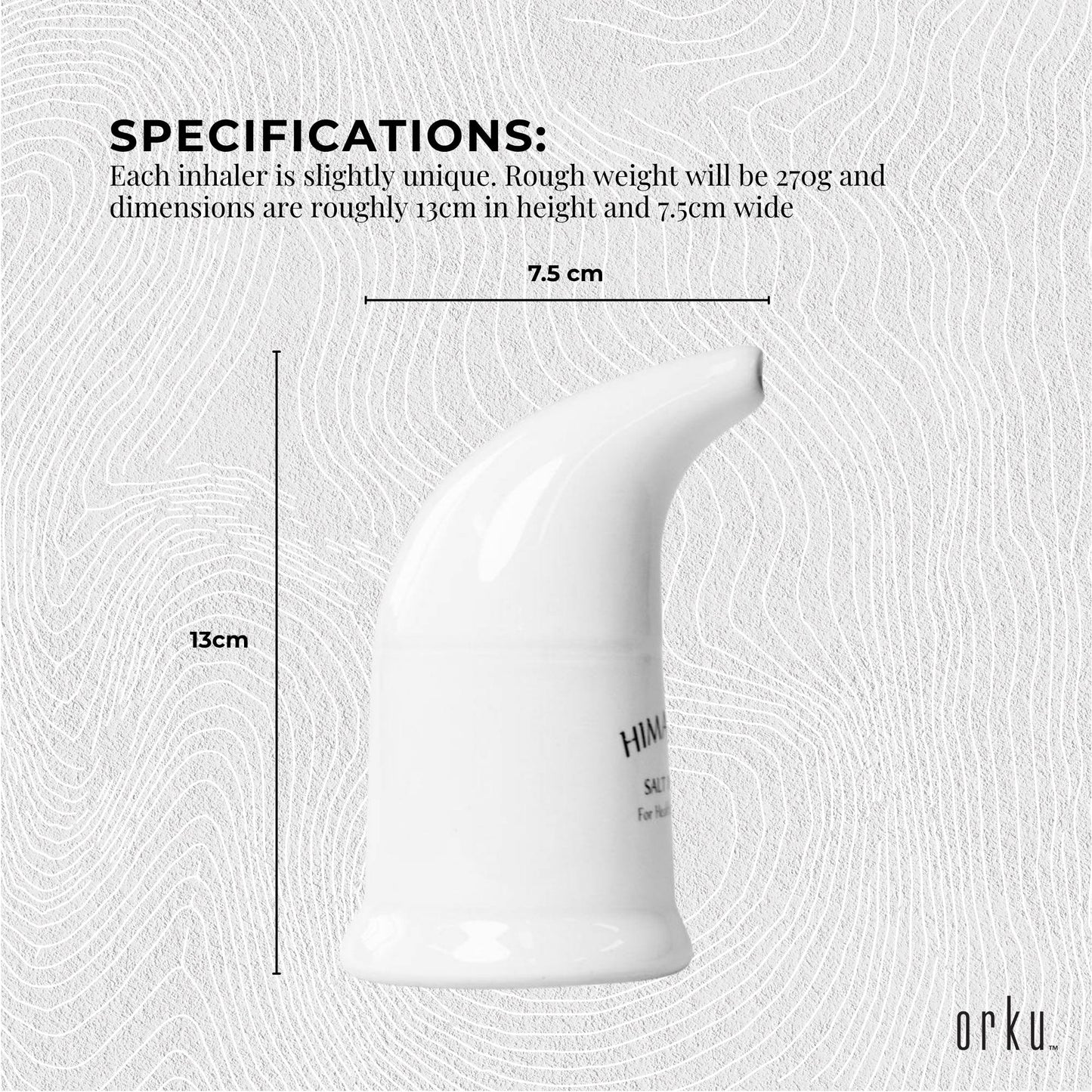 Orku Himalayan Pink Salt Inhaler Pipe Ceramic and 125g Coarse Crystal Rock Salt Bulk